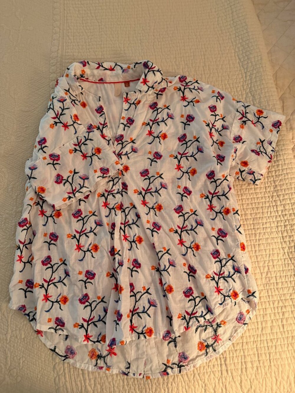 ANTHROPOLOGIE PILCRO Multi Colored Embroidered Cotton Shirt